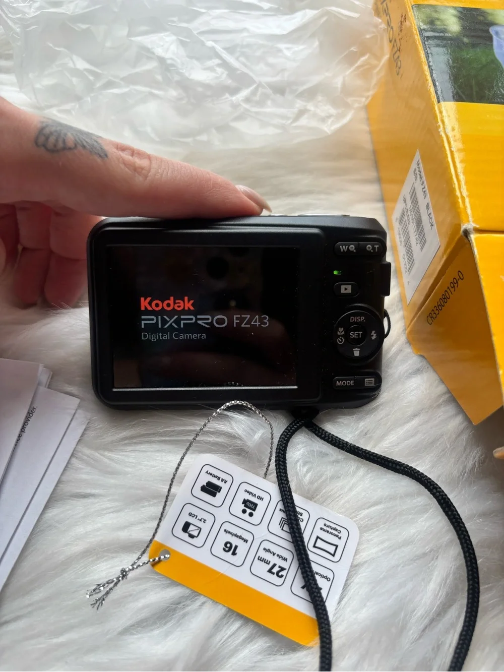 Kodak PIXPRO FZ43 Digital Camera - Black on Yellow Box
